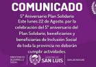 INCLUSIÓN SOCIAL NO TENDRÁ ACTIVIDADES ESTE LUNES POR SU 5º ANIVERSARIO