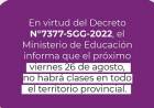 ESTE VIERNES NO HABRÁ CLASES EN LAS ESCUELAS DE TODA LA PROVINCIA