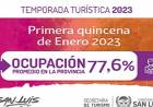 TURISMO: LA PRIMERA QUINCENA DE ENERO PRESENTÓ UN 77,6? OCUPACIÓN