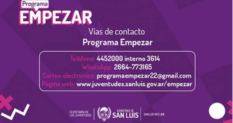 PROGRAMA EMPEZAR: AHORA LAS Y LOS JÓVENES PODRÁN INSCRIBIRSE DE MODO ONLINE